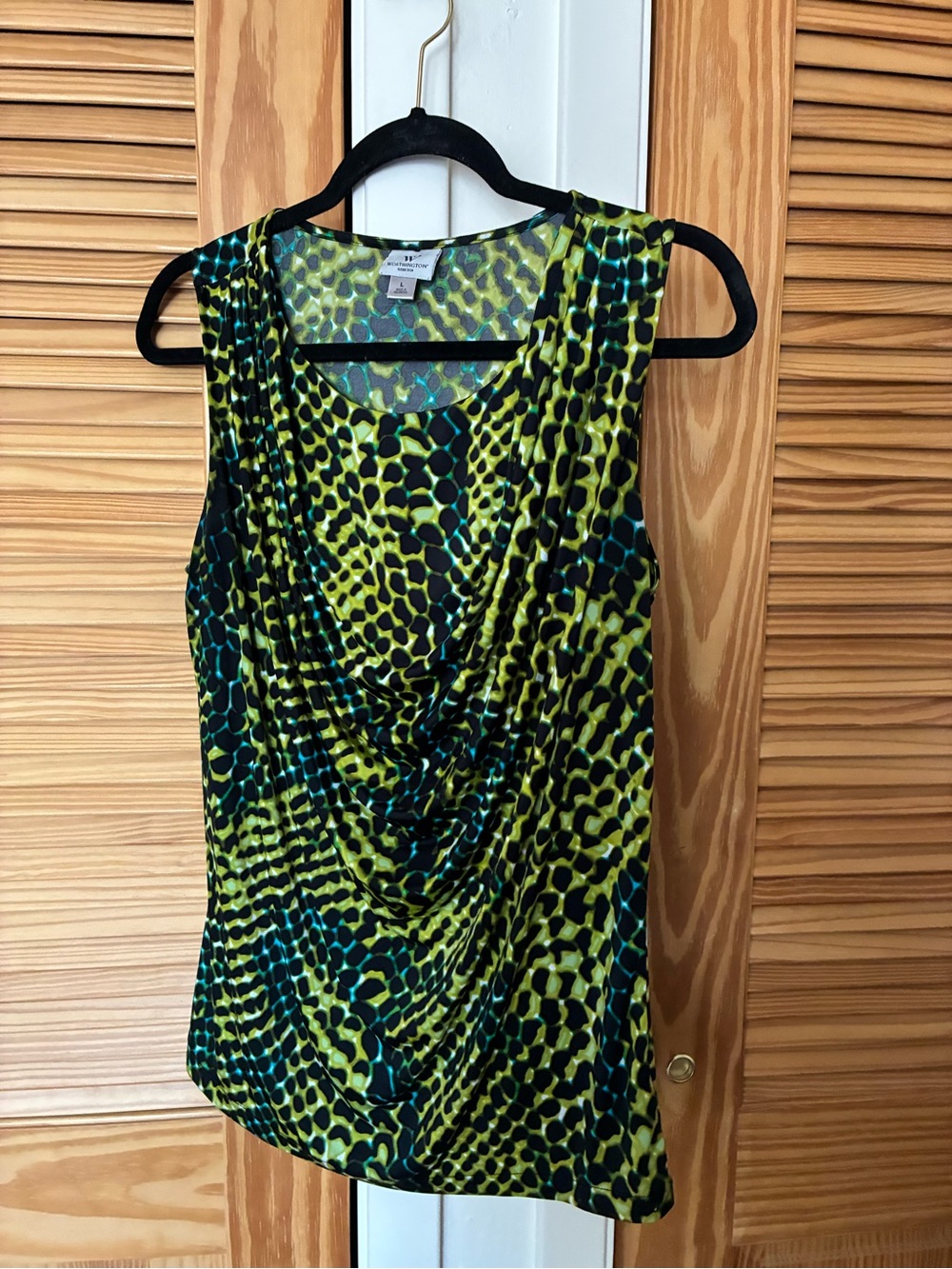 Worthington Green and Teal Animal-Print Drape Neck Tank size large